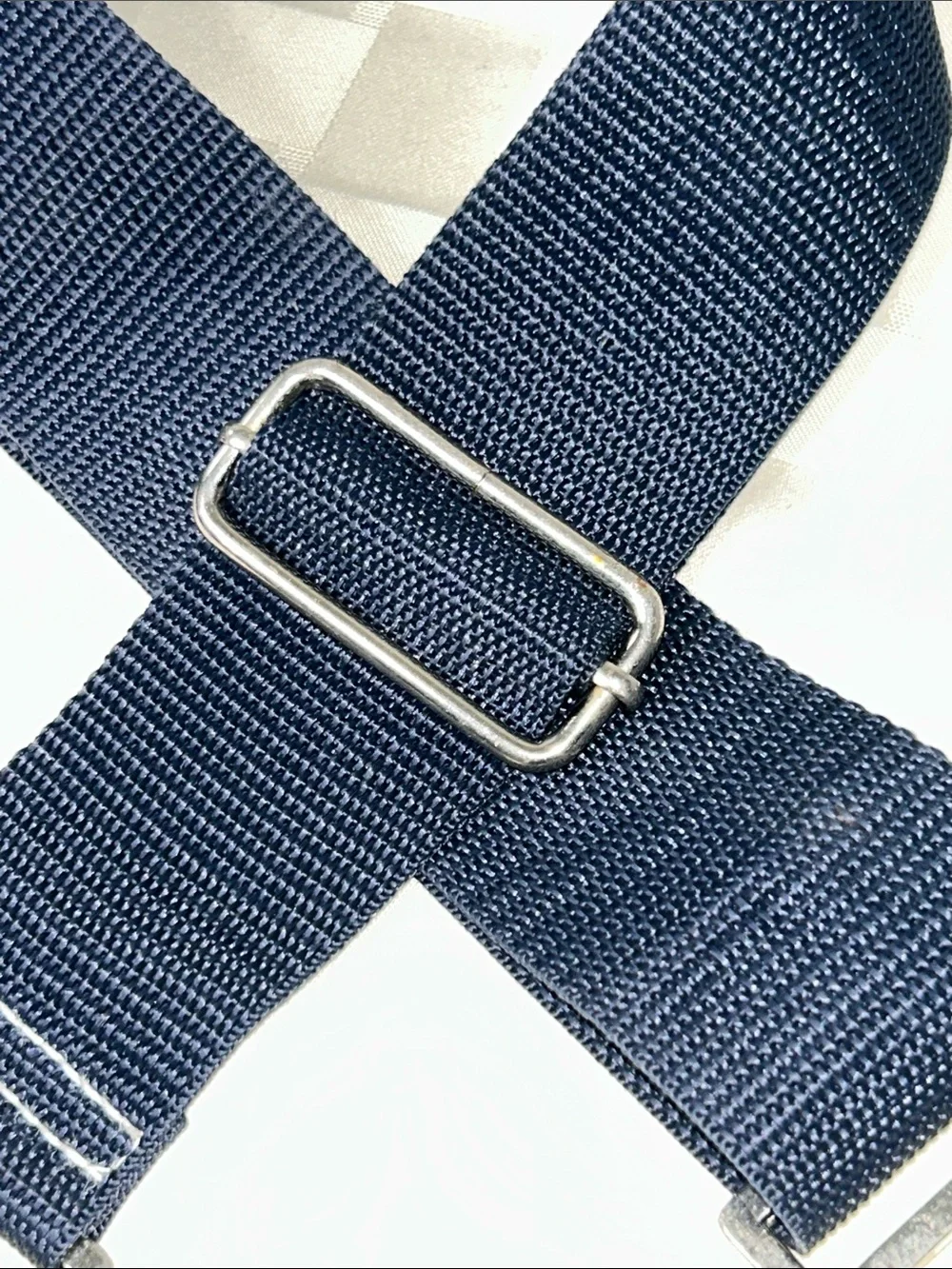 Navy Wide Webbing Replacement Bag Strap with Silver Hardware